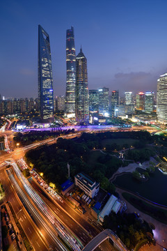 上海陆家嘴金融城城市风光夜景