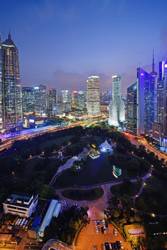 上海陆家嘴金融城城市风光夜景