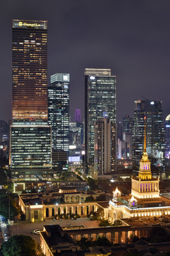 上海静安南京西城市建筑风光夜景