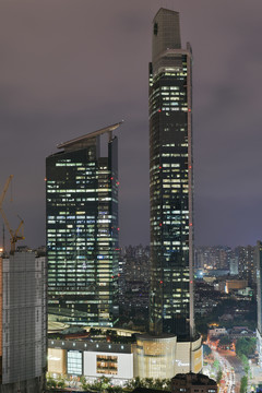 上海静安南京西城市建筑风光夜景