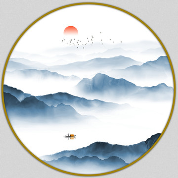 圓形山水圖