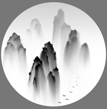 中國風(fēng)意境山水裝飾畫