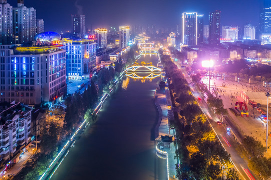 航拍淮安清江浦大运河文化带夜景