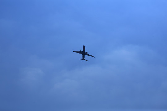 仰拍天空飞机