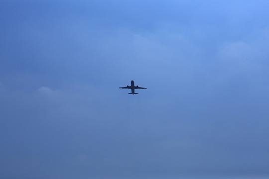 仰拍天空飞机