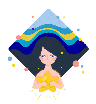 卡通手繪小女孩