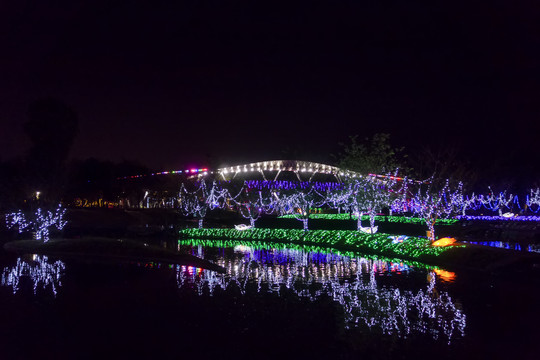 浙江兰溪兰湖夜景灯光