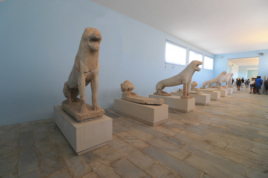 提洛岛考古博物馆大理石狮子雕塑