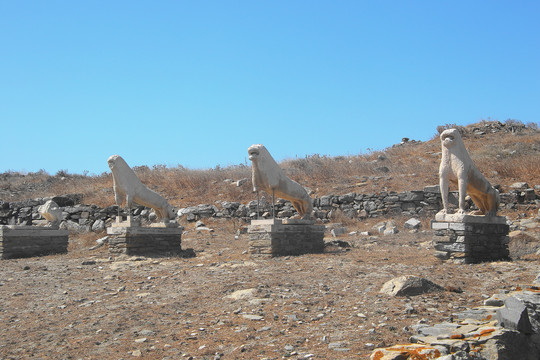 提洛島大理石獅子古跡古希臘