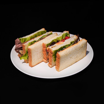 西式早餐三明治高清摄影大图