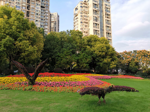 城市绿树草坪