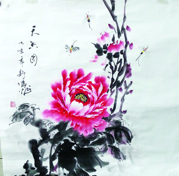 原创国画写意牡丹花手绘