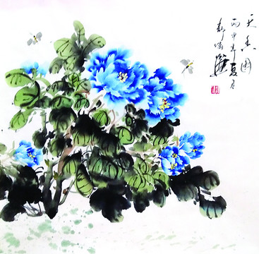 原创国画写意牡丹花手绘