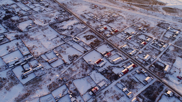 大兴安岭森林小镇雪景