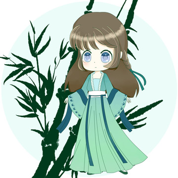 漢服女孩竹