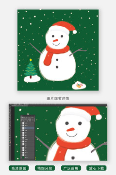 圣誕紅帽雪人