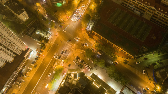 航拍青岛夜景灯光秀