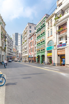 广州文明路骑楼建筑街景