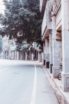 广州万福路骑楼建筑街景