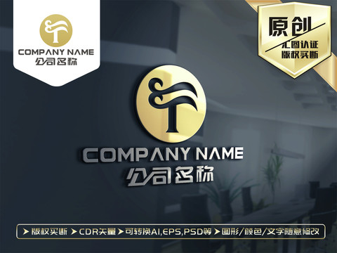 T字母TF字母LOGO