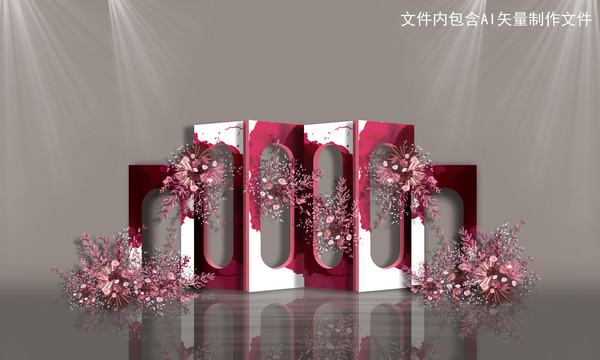 紅白色婚禮迎賓區(qū)