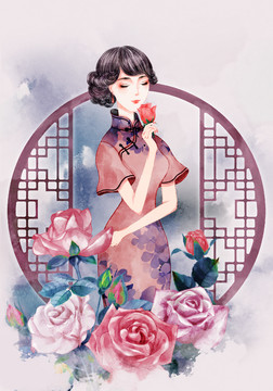 美容養(yǎng)顏旗袍美女
