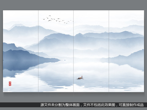 新中式国画水墨山水画