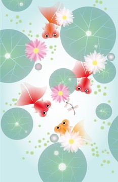 金魚蓮花圖
