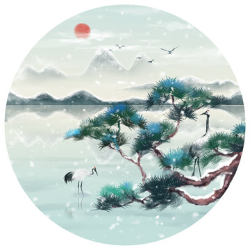 松樹裝飾畫