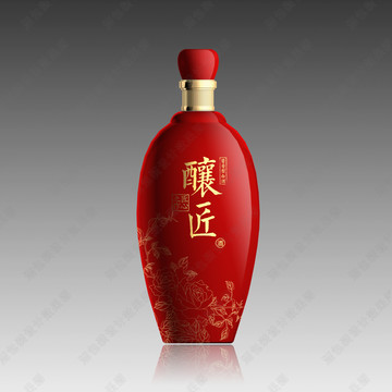 酿匠酒红色酒瓶