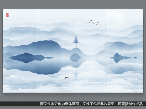 水墨遠(yuǎn)山山水畫(huà)