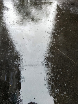 下雨路面雨滴