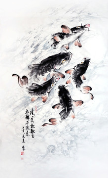 清泉放歌去游鳞逐浪来