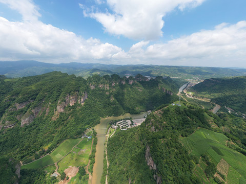 浙江绍兴新昌县穿岩十九峰航拍