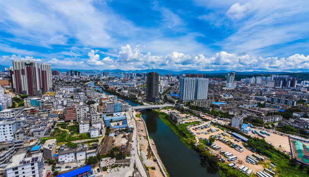 大理市下关西洱河鸟瞰