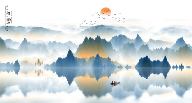 山水畫背景墻