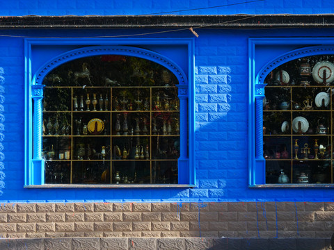 伊犁旅游彩色房子蓝房子