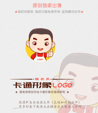 平头哥卡通厨师LOGO