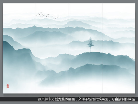 水墨山水遠(yuǎn)山背景