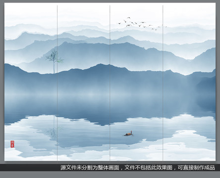 新中式山水畫背景墻