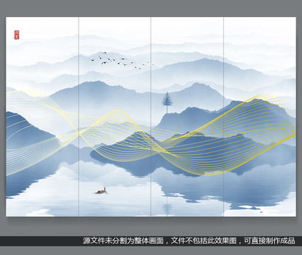 金线装饰山水画