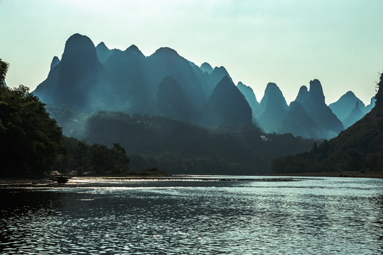 桂林山水漓江漂流无框画