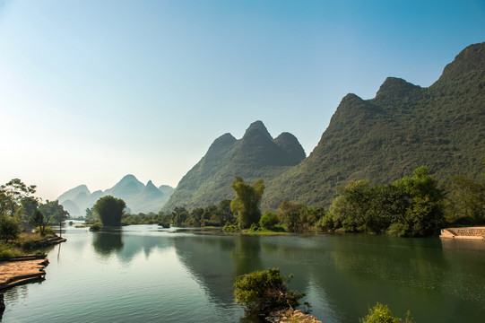 桂林山水阳朔遇龙河漂流无框画