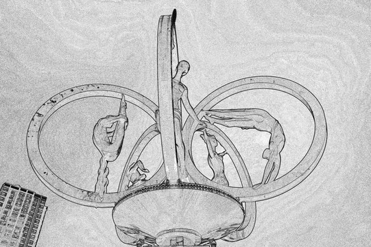 体育广场五环创意雕塑
