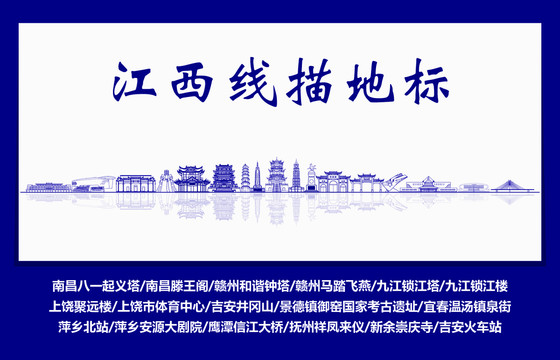 江西線描地標(biāo)