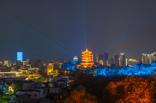 湖北武汉两江四岸灯光秀夜景风光