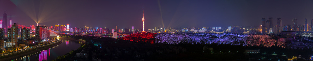 湖北武汉两江四岸灯光秀夜景风光