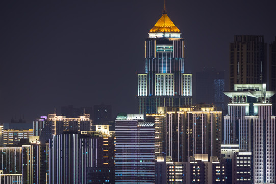 湖北武汉两江四岸灯光秀夜景风光