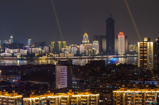 湖北武汉两江四岸灯光秀夜景风光