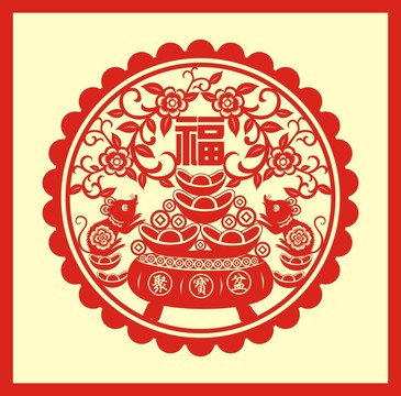 鼠年剪紙